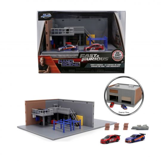 Han's Garage Diorama W/2 autos Fast & Furious - Nano Jada