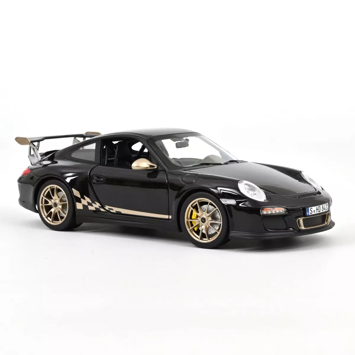 Modèle Réduit NOREV Porsche 911 GT3 RS 2009 - Noir Et Or Blanc Métallisé - Échelle 1/18 - Neuf
