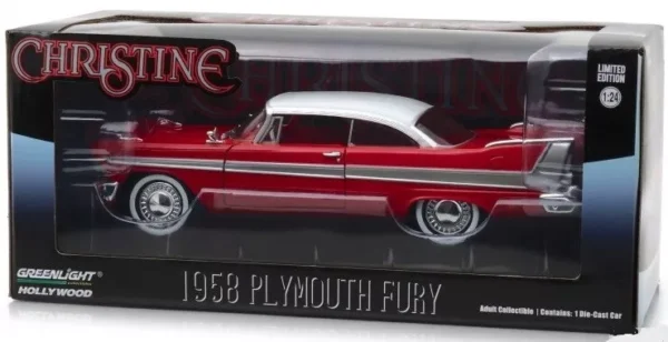Miniature Greenlight – Plymouth Fury Christine 1983, échelle 1/64, Rouge Et Blanc