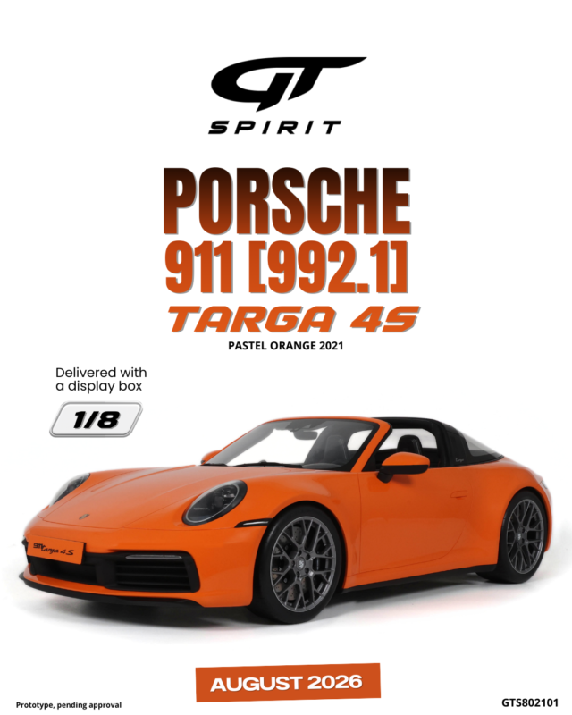 PORSCHE 911 (992.1) Targa 4S 2021 Orange - 1:8 GT Spirit GTS802101